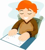 Child reading Braille