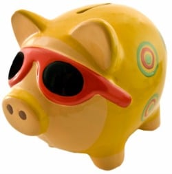 Picture of piggy bank in sunglasses