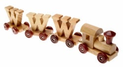 picture of toy train carrying WWW letters