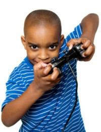 picture of kid playing computer game